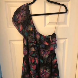 One shoulder silk dress